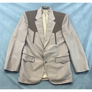 Circle S Mens Western Blazer Tan Brown Suede Yoke Arrow Point Sport Coat 38R
